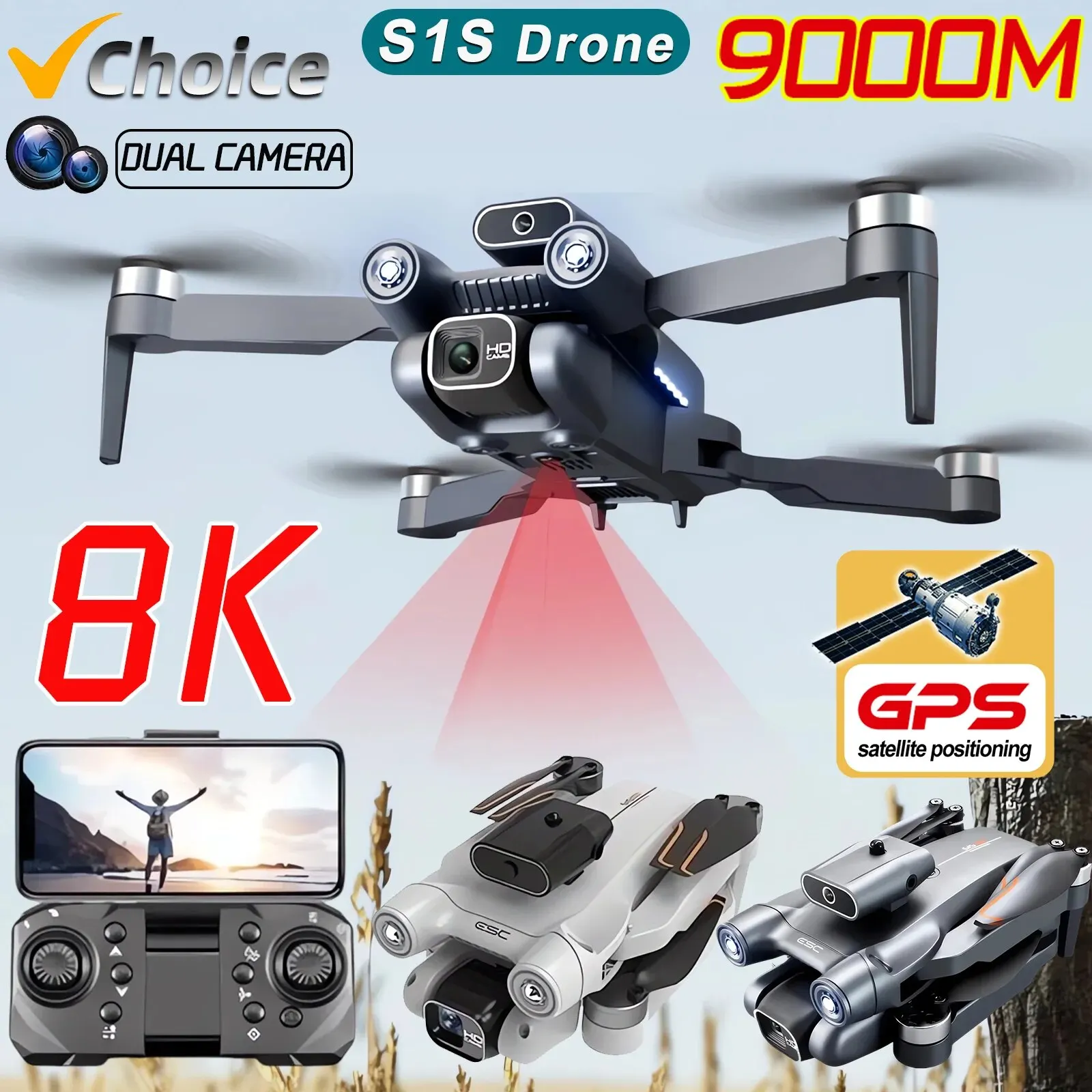 Drone Multispectral - S1S 5G GPS Drone Caméra 8K,