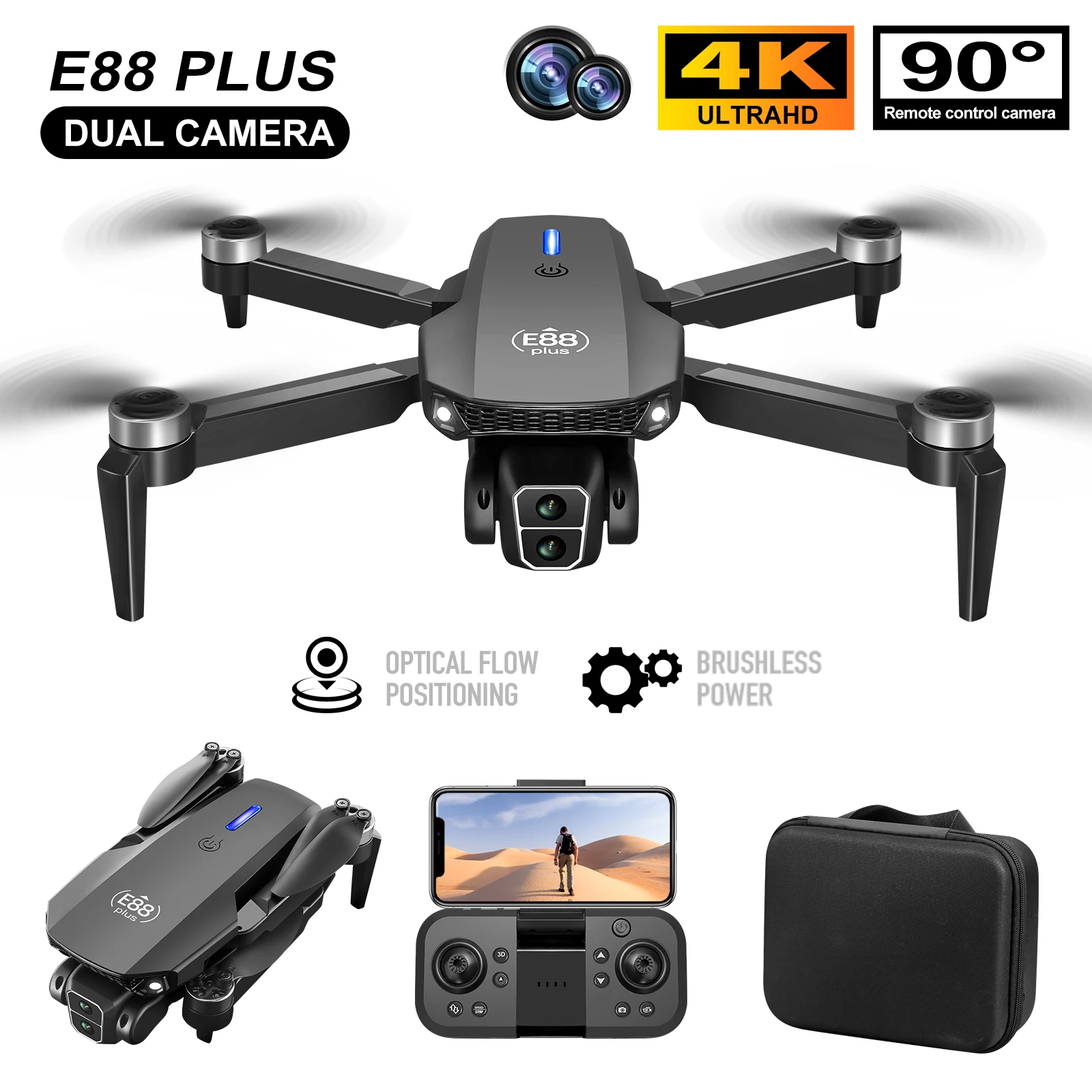 Nouveau drone quadrirotor E88  - Drone Cinematic avis et prix